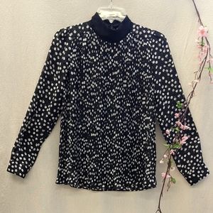 Zara Basic Polka dot blouse with mock neck bow tie on the back Size XS